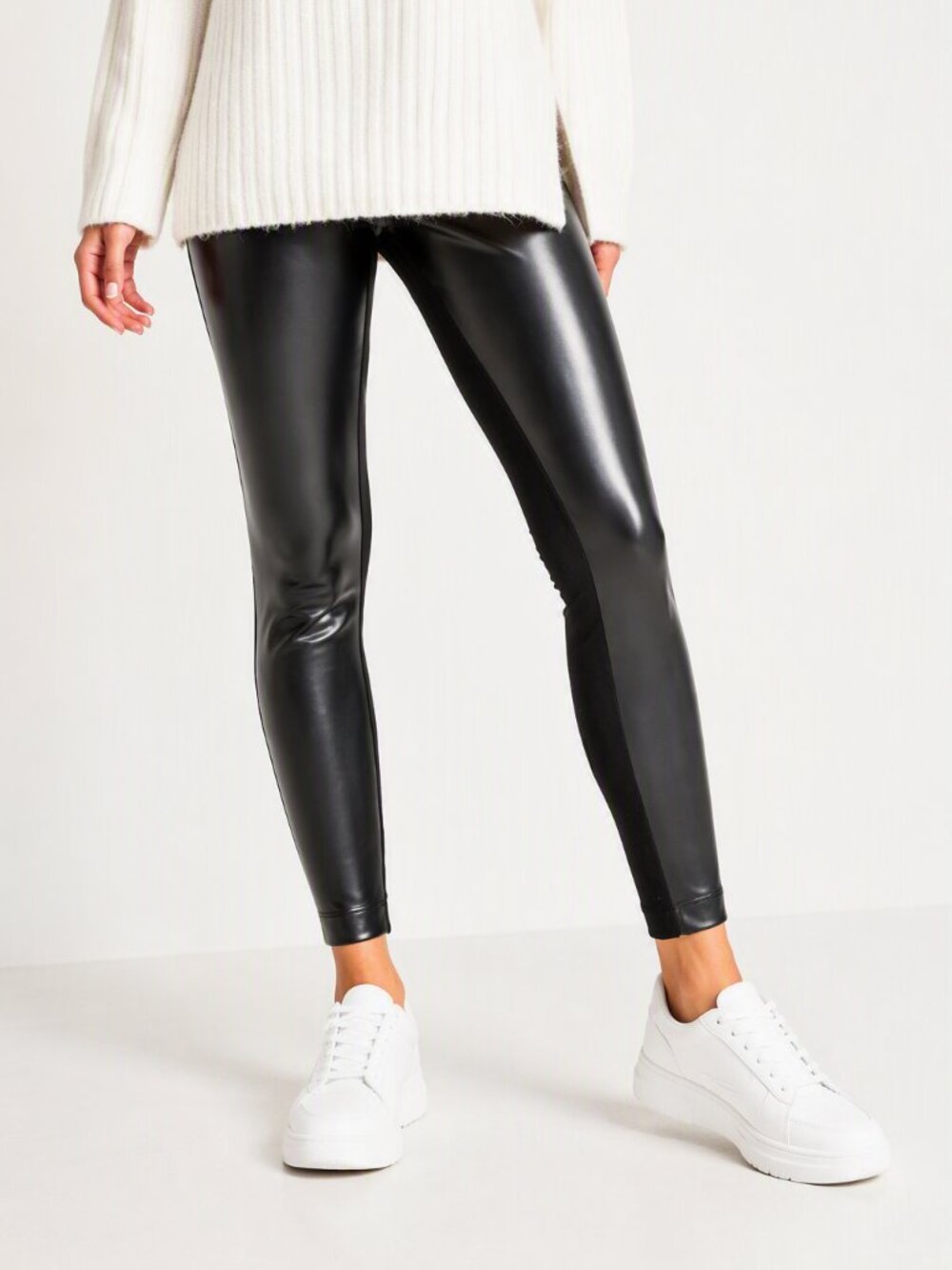 🖤 Old Navy High-Waisted Faux Leather Front Panel Leggings | Black | XL | NWT